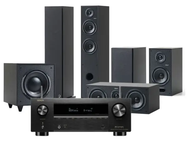 Elipson Horus Black Cinema 5.1 & Denon AVR-X2800H Black for home audio and speaker systems