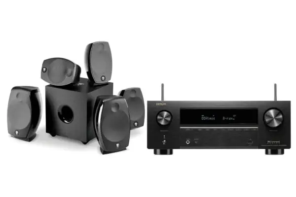 Focal Sib Evo Dolby Atmos 5.1.2 & Denon AVR-X2800H Black for home audio and speaker systems